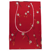 Festliches Neujahr Kaiser Roter Kirschblossom Mittlere Geschenktüte (Vorderseite)