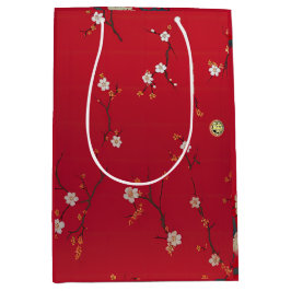 Festliches Neujahr Kaiser Roter Kirschblossom Mittlere Geschenktüte