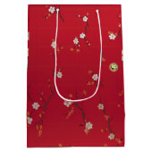 Festliches Neujahr Kaiser Roter Kirschblossom Mittlere Geschenktüte (Rückseite)