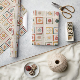 Festliches Neun-Quadrat-Feiertagsmotiv-Design Geschenkpapier