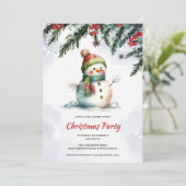 Festliches Niedliches Snowman Weihnachts-Party Einladung (Stehend Vorderseite)