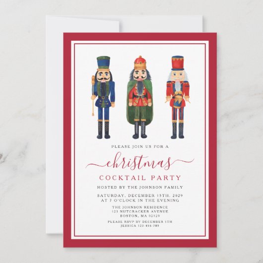 Festliches Nutcracker Weihnachtscocktail Party Einladung (Vorderseite)