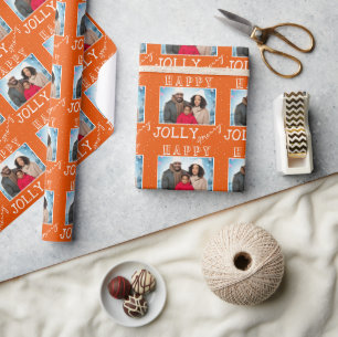 Festliches Orange Fröhliches Frohes Weihnachten Fa Geschenkpapier