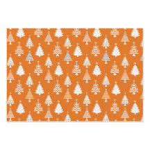 Festliches orange-weißes Weihnachtsbaum-Muster