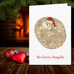 Festliches Pangolin Gefährdete Art Weihnachten Tie Karte