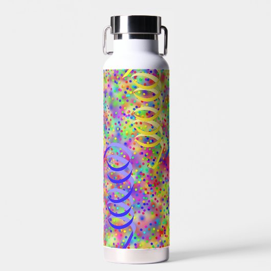 Festliches Party Confetti Muster Trinkflasche (Vorne)