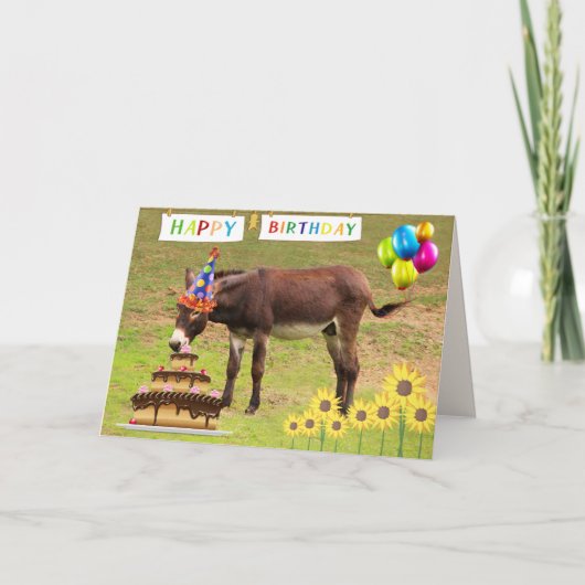Festliches Party Donkey Funny Geburtstag Karte (Vorderseite)