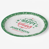 Festliches Party in Rot und Grün Pappteller (Schrägansicht)