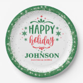 Festliches Party in Rot und Grün Pappteller (Vorderseite)