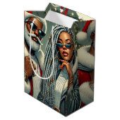 Festliches Party Santa Mittlere Geschenktüte (Rückseite Schrägansicht)