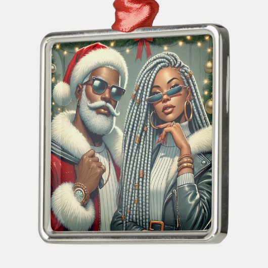 Festliches Party Santa Ornament Aus Metall (Links)