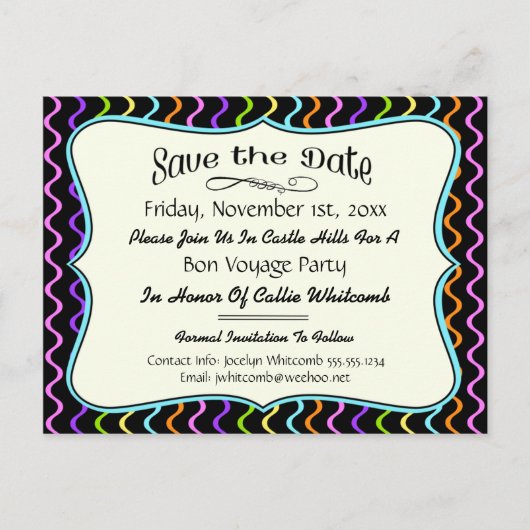 Festliches Party, Wiedersehen oder Event Save the  Ankündigungspostkarte (Vorderseite)