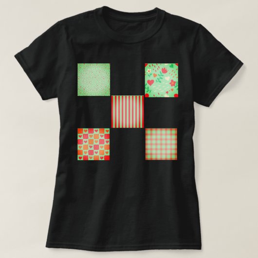 Festliches Patchwork-Quiltmuster T-Shirt (Design vorne)