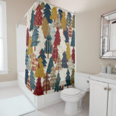 Festliches Patchwork-Weihnachtsbaum-Muster (2) Duschvorhang (Beispiel)