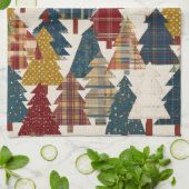 Festliches Patchwork-Weihnachtsbaum-Muster (2) Geschirrtuch (Gefaltet)
