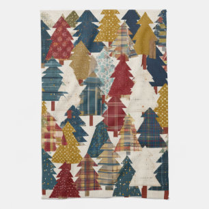 Festliches Patchwork-Weihnachtsbaum-Muster (2) Geschirrtuch