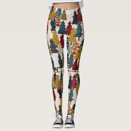 Festliches Patchwork-Weihnachtsbaum-Muster (2) Leggings (Vorderseite)