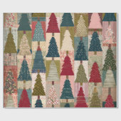Festliches Patchwork-Weihnachtsbaum-Muster (3) Geschenkpapier (Flach)