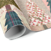 Festliches Patchwork-Weihnachtsbaum-Muster (3) Geschenkpapier (Rolleneckpunkt)