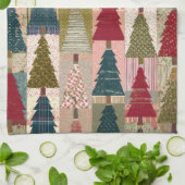 Festliches Patchwork-Weihnachtsbaum-Muster (3) Geschirrtuch (Gefaltet)
