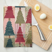Festliches Patchwork-Weihnachtsbaum-Muster (3) Geschirrtuch (Viertel Falte)