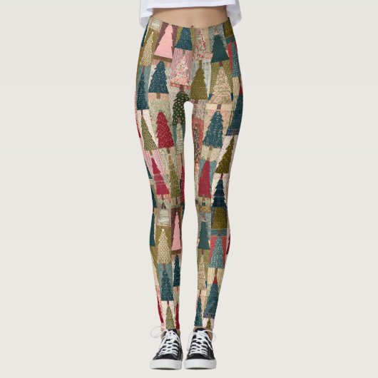 Festliches Patchwork-Weihnachtsbaum-Muster (3) Leggings (Vorderseite)