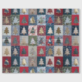 Festliches Patchwork-Weihnachtsbaum-Muster (4) Geschenkpapier (Flach)