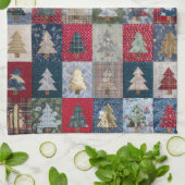 Festliches Patchwork-Weihnachtsbaum-Muster (4) Geschirrtuch (Gefaltet)