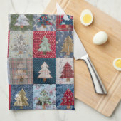 Festliches Patchwork-Weihnachtsbaum-Muster (4) Geschirrtuch (Viertel Falte)