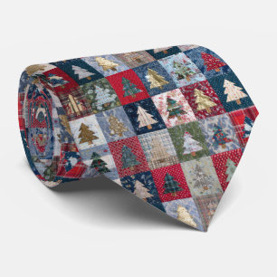 Festliches Patchwork-Weihnachtsbaum-Muster (4) Krawatte