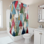 Festliches Patchwork-Weihnachtsbaum-Muster Duschvorhang (Beispiel)