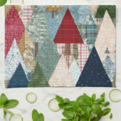 Festliches Patchwork-Weihnachtsbaum-Muster Geschirrtuch (Gefaltet)