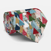 Festliches Patchwork-Weihnachtsbaum-Muster Krawatte (Gerollt)