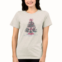 Festliches Pink Ribbon Weihnachtsfest T-Shirt