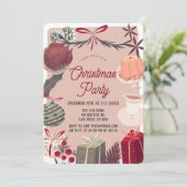 Festliches Pink Weihnachtsfest Abendessen Party Einladung (Stehend Vorderseite)