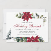 Festliches Poinsettia Holiday Brunch Weihnachtsfes Einladung (Vorderseite)