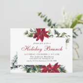 Festliches Poinsettia Holiday Brunch Weihnachtsfes Einladung (Stehend Vorderseite)