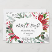 Festliches Poinsettia Weihnachtsfest Mistletoe Fot Feiertagskarte (Vorderseite)