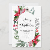 Festliches Poinsettia Weihnachtsfest Mistletoe Fot Feiertagskarte (Vorderseite)