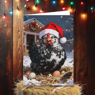 Festliches polnisches Huhn und Weihnachtswitze L Karte