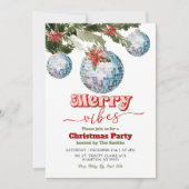 Festliches Retro-Weihnachtsdiskoball-Party Einladung (Vorderseite)