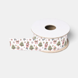 Festliches Rosa Nussknacker-Weihnachtsband Ripsband