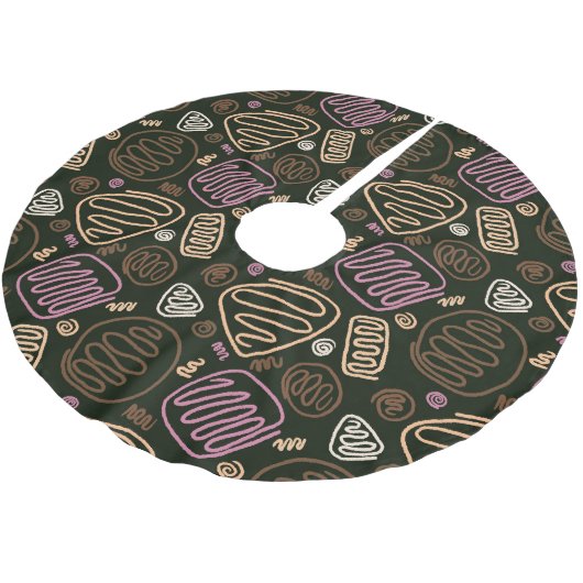 Festliches rosa-One-Line-künstlerisches Zeichn-Mus Polyester Weihnachtsbaumdecke (Schrägansicht)