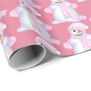 Festliches rosa Snowman WeihnachtsParty mit Geschenkpapier