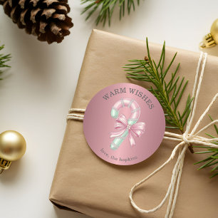 Festliches rosa und grünes Glitter-glänzender Zuck Runder Aufkleber