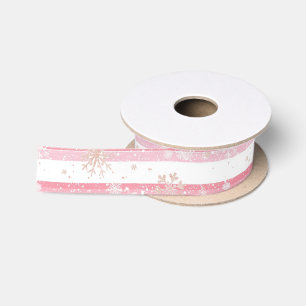 Festliches Rosa & Weiße Streifen mit goldenen Schn Satinband