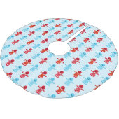 Festliches rot-blaues Lebkuchenmuster Polyester Weihnachtsbaumdecke (Schrägansicht)