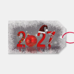 Festliches Rot Frohe Weihnachten 2027 Neujahr Geschenkanhänger
