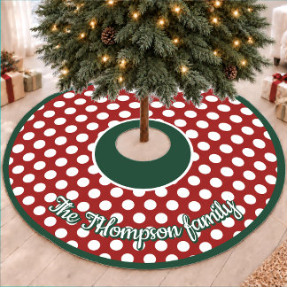Festliches Rot Gepunktetes Weihnachtsfest Fleece Weihnachtsbaumdecke
