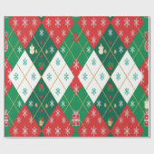 Festliches Rot & Grün Argyle Weihnachtsfreude Geschenkpapier (Flach)